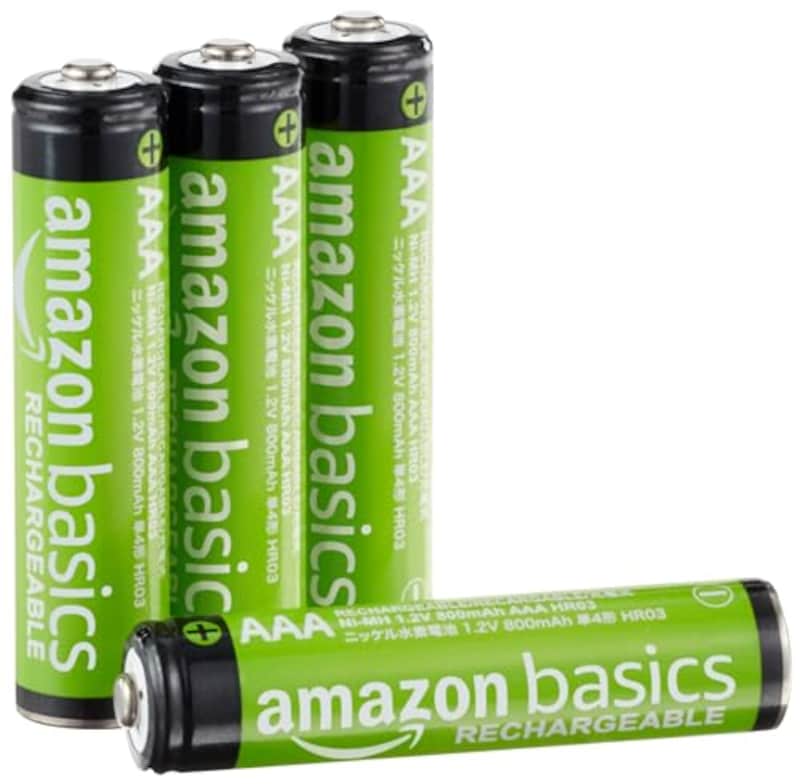Amazonベーシック,充電式ニッケル水素電池 単4形4個セット (約1000回使用可能)