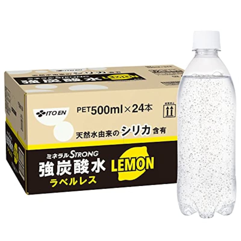 伊藤園,ラベルレス 強炭酸水 レモン 500ml×24本