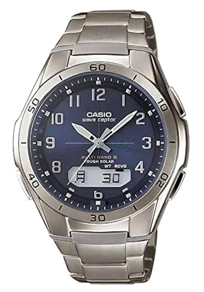 [カシオ]CASIO チタン電波ソーラー腕時計