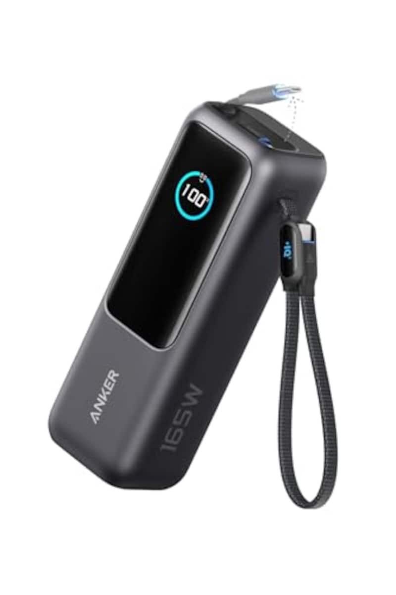 Anker Power Bank (25000mAh, Built-In & 巻取り式USB-Cケーブル) 