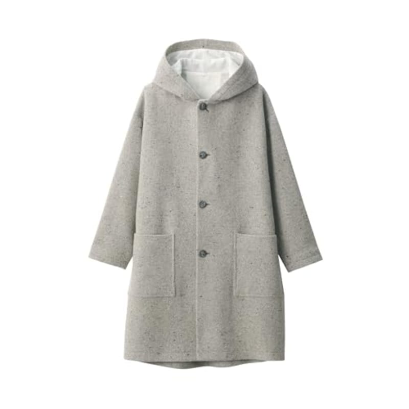 無印良品 コート婦人 ウール混綾織りフード付きコートレディース