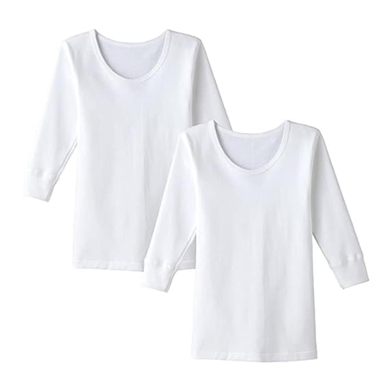 GUNZE(グンゼ) インナーシャツ2枚組 子供肌着 男の子 長袖 丸首 襟開き広め 秋冬シーズン 部屋干し 抗菌防臭 綿100% 2P 