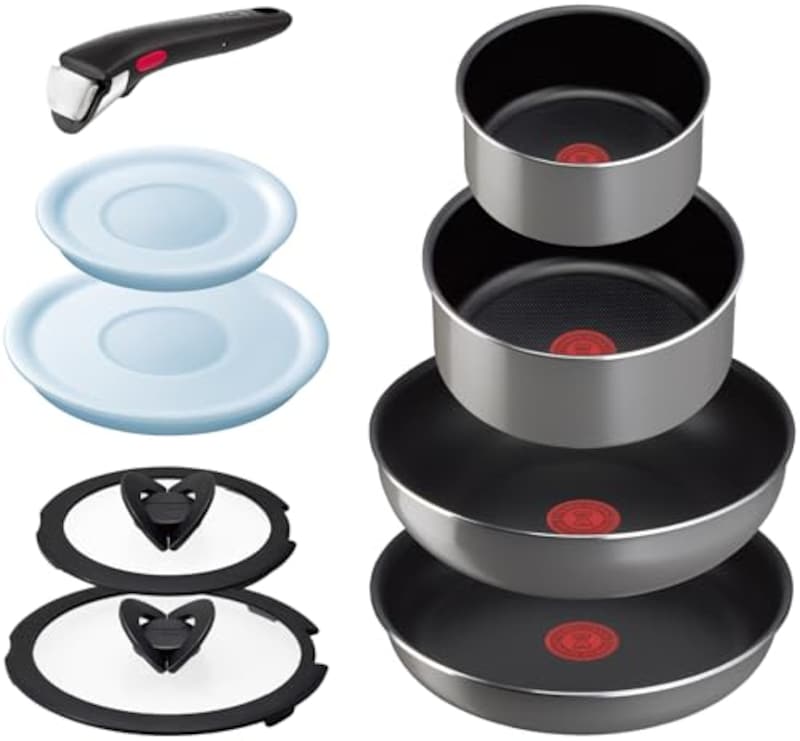 ティファール 取っ手のとれる 鍋 フライパンセット 9点セット