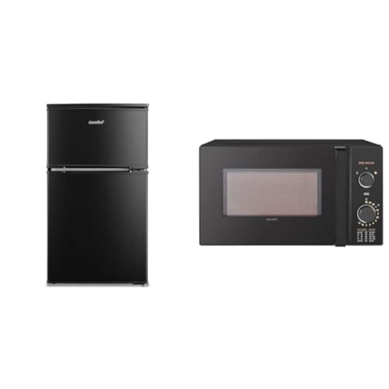【家電セット 2点】 コンフィー(COMFEE') 冷蔵庫90L黒+電子レンジ17L(ターンテーブル) 一人暮らし 新生活家電セット