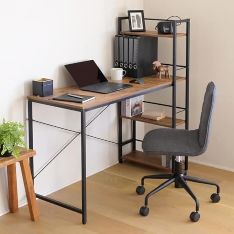 山善(YAMAZEN) ラック付きデスク (棚は左右付け替え可)