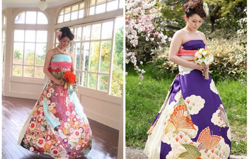 7 Stunning Wedding Dresses Made From Traditional Japanese Kimonos – Modern  Sakura