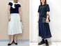 【ユニクロ】太めプリーツで脚がすらっと見え! ドット柄が上品な「涼しげシフォンスカート」コーデ