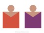 日本人の標準的な肌色（オークル系）とトップスの配色例：左から、ダークトマトレッド、プラム