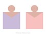 日本人の標準的な肌色（ピンク系）とトップスの配色例：左から、ラベンダー、ピンク