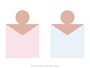 日本人の標準的な肌色（ピンク系）とトップスの配色例：左から、アイシーピンク、アイシーブルー