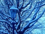 「雪明かり」のなか、街燈にも「綿帽子」