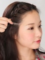 3こめかみあたりまで編み込んだらストップ。逆サイドも同様に。