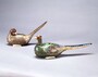 国宝 色絵雉香炉（手前）、重要文化財 色絵雌雉香炉（左奥）野々村仁清作