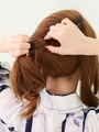 高すぎると編み込みとかぶるので気持ち低めに