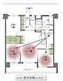 【図1】間口の広いワイドスパン型、70.36ｍ2、3LDKの間取り例（クリックで拡大）。