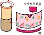 お内裏様も着物の色を変えて、同じ様に貼る