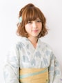 ボブ浴衣・ねじってサイドに留める変形ポンパドール