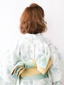 ボブ浴衣・ねじってサイドに留める変形ポンパドール