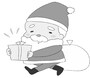 手書き風サンタ　クリスマス　イラスト　白黒　かわいい