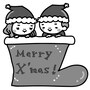 女の子と男の子　クリスマス　イラスト　白黒　かわいい