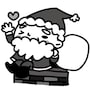 煙突とサンタ　クリスマス　イラスト　白黒　かわいい