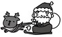 トナカイとサンタ　クリスマス　イラスト　白黒　かわいい