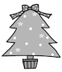 ツリー　クリスマス　イラスト　白黒　かわいい