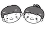男の子と女の子　こどもの日　イラスト　白黒　かわいい