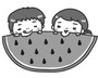 暑中見舞い　イラスト　無料　フリー　子どもたち　白黒　かわいい