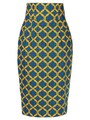 Stella Jean／3/4 length skirt（ターコイズ）