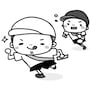 かけっこ　運動会　イラスト　白黒　かわいい