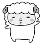 【モノクロ】手を挙げて挨拶をする羊です。
