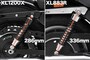 ローダウンモデルは286mm、スタンダードモデルは336mm。サスが短いとストロークがなくなるので、衝撃を緩和しきれず体にダメージが蓄積されてしまいます