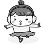 【モノクロ】得意げにスケートをする女の子です。