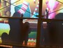 人の動きを感知して360度映像を投影