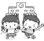 下校　学校　イラスト　白黒　かわいい