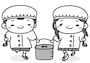 給食　学校　イラスト　白黒　かわいい