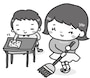 掃除　学校　イラスト　白黒　かわいい
