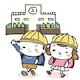登校　学校　イラスト　カラー　かわいい