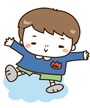 【カラー】雲の上ではねる男の子です。