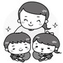 【モノクロ】先生と卒園児たちのイラストです。