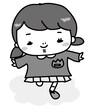 【モノクロ】雲の上ではしゃぐ女の子です。