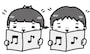 【モノクロ】歌を楽しく歌う園児たちです。