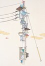 子の字引留行形柱　2010　紙にペン、水彩　35 x 24 cm　個人蔵　撮影：宮島径 ?YAMAGUCHI Akira, Courtesy Mizuma Art Gallery