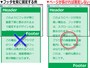 (左側) フッタを常に固定／(右側) ページが充分長ければフッタは固定しない