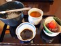 くずきり＆つぼみのいちごセット（加賀棒茶付・1,080円）