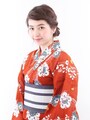 麻素材の赤い浴衣