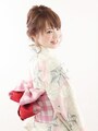 古典柄の浴衣×ギンガムチェックの帯