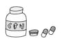 【モノクロ】薬のカットです。