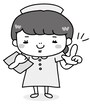 【モノクロ】アドバイスをするナースの全身カットです。
